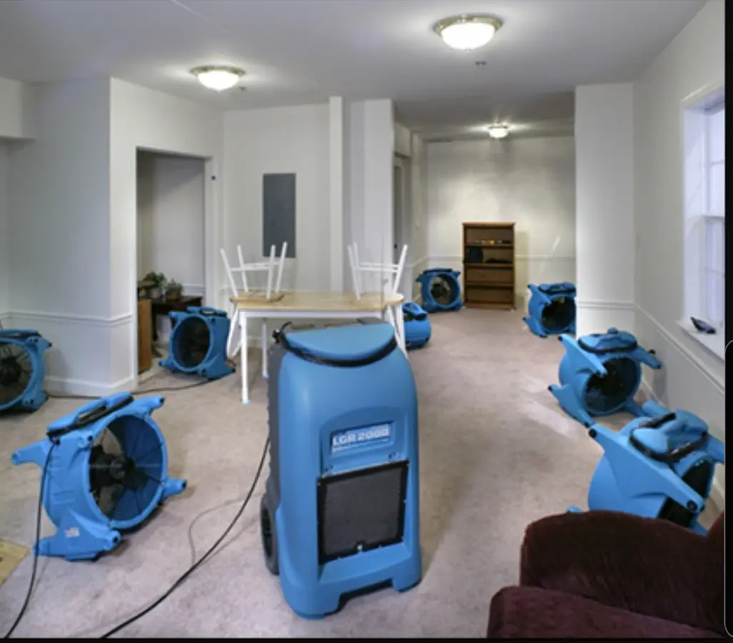 Air movers and dehumidifier setup for Water Extraction & Removal in Simpsonville