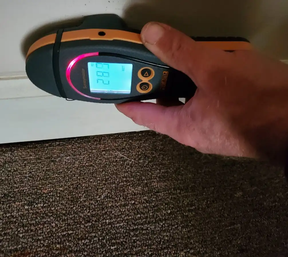 Moisture detection at baseboard during Burst Pipe Cleanup in Simpsonville